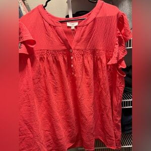 Oddi Pink/Coral Short Sleeve Blouse NWT